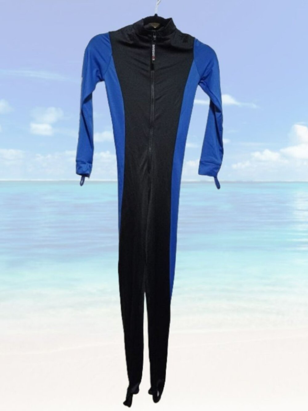 Oztex DiveSkins Full Body Rashguard Surf Dive Suit Water Sports Black Royal Blue